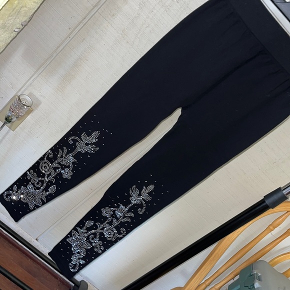 Black Rhinestone Leggings - Picture 1 of 2